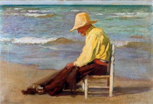 Hombre en la playa. Cecilio Pla y Gallardo.